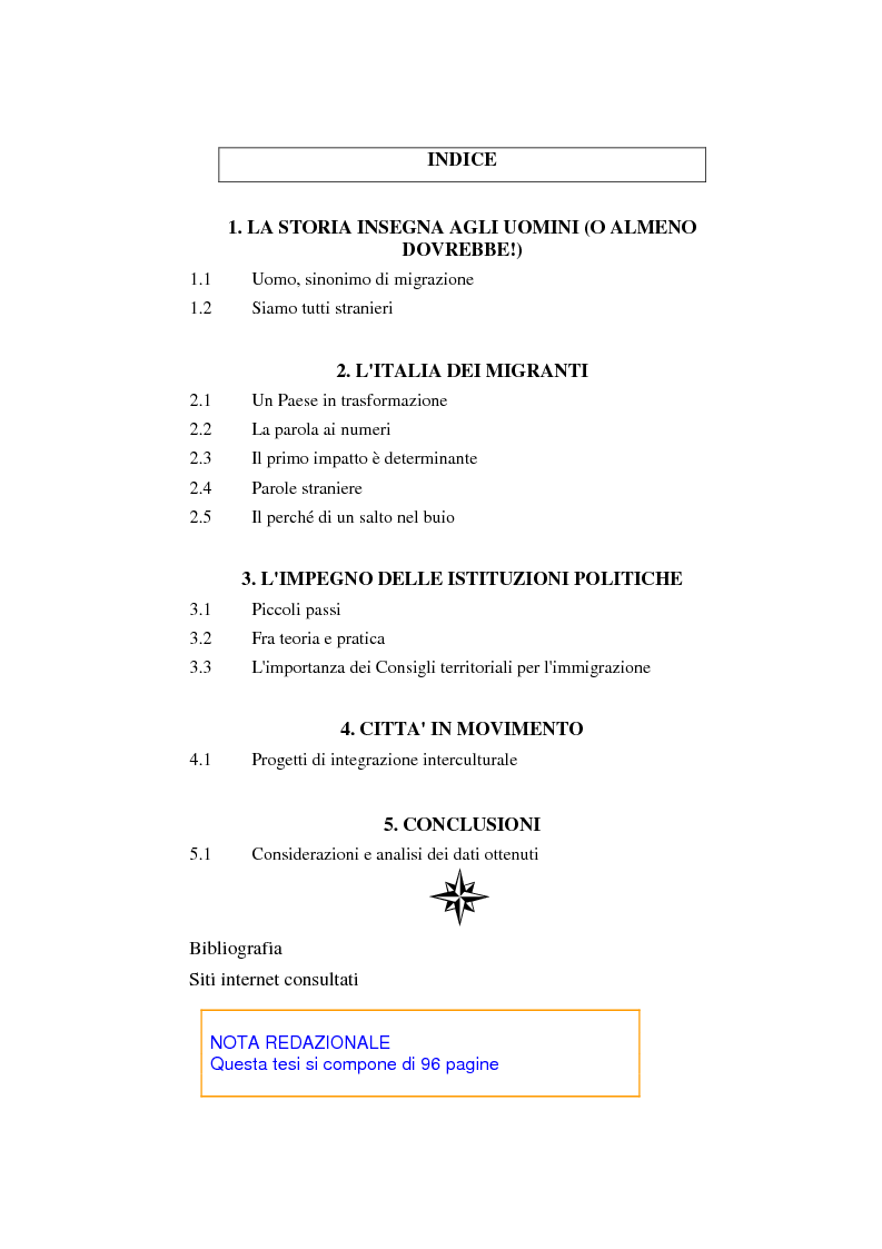 Indice della tesi: Le istituzioni politiche regionali nella formazione di una coscienza interculturale, Pagina 1