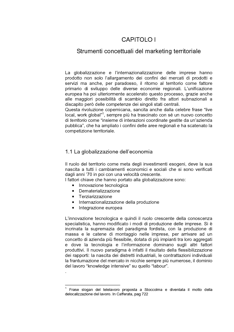 Anteprima della tesi: Marketing territoriale per lo sviluppo locale: il caso ''Corallo e Nuraghi'', Pagina 4