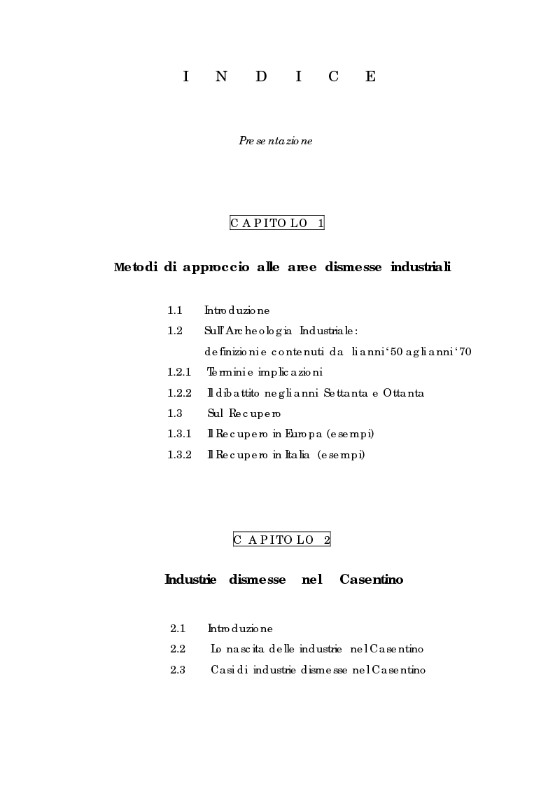 Indice della tesi: Recupero urbano ex cementificio Sacci-Corsalone di Arezzo, Pagina 1