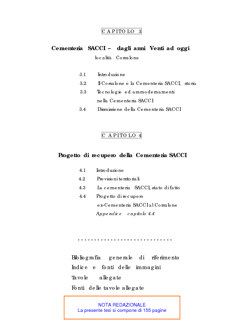 Indice della tesi: Recupero urbano ex cementificio Sacci-Corsalone di Arezzo, Pagina 2