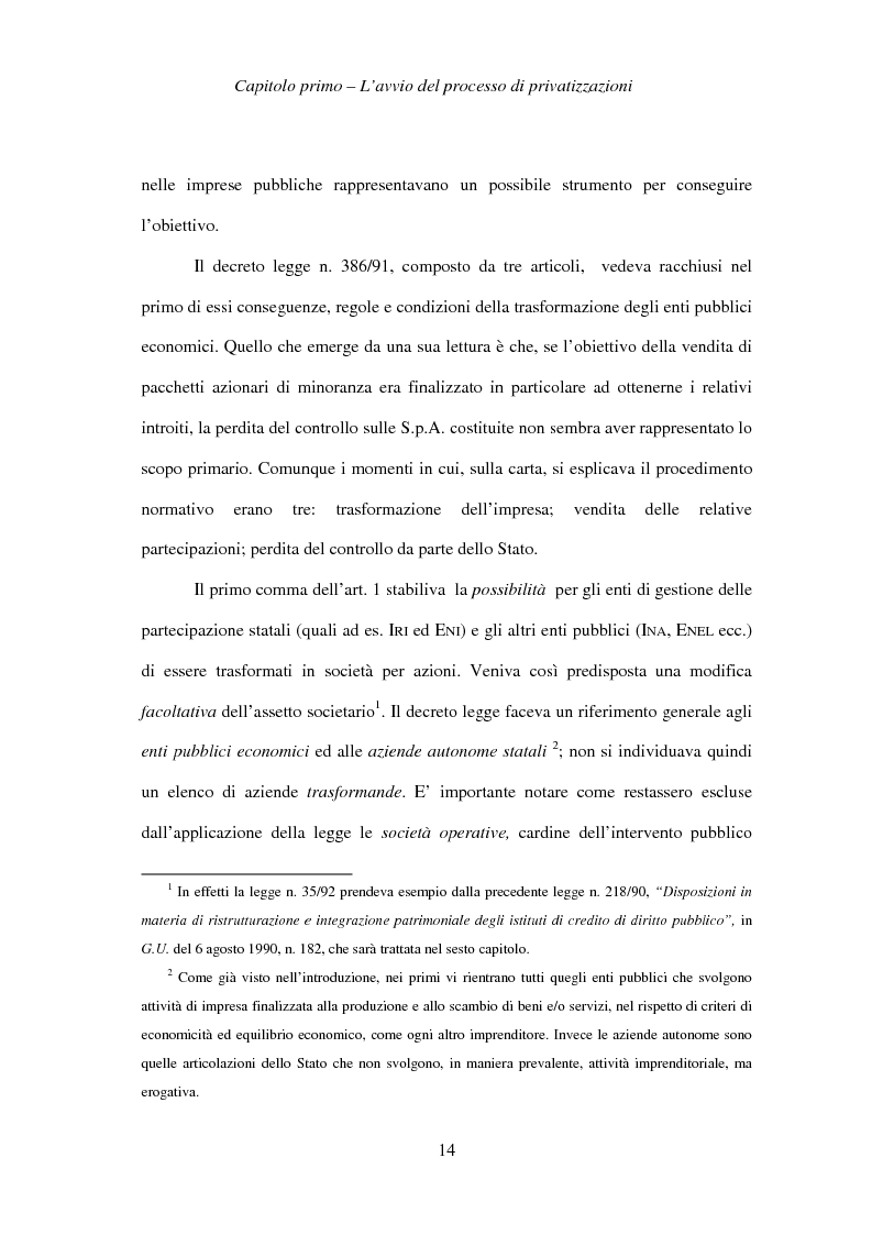 Anteprima della tesi: Le società privatizzate: legislazione speciale e diritto comune, Pagina 14