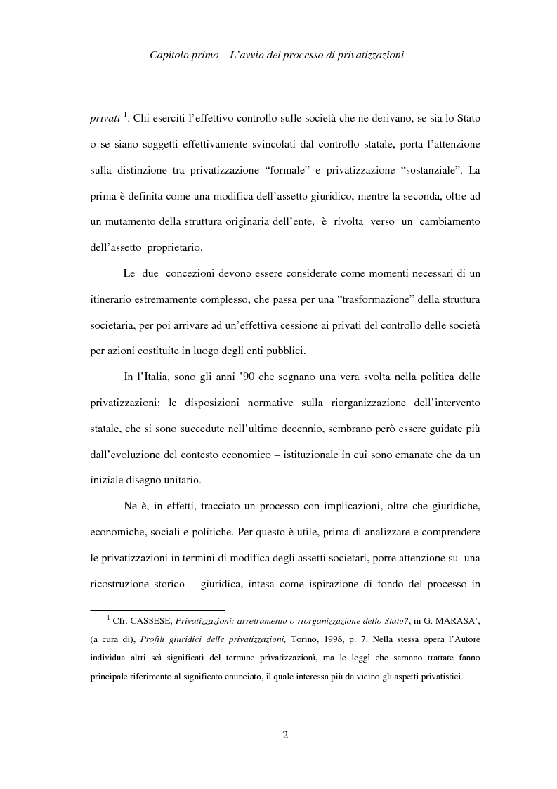Anteprima della tesi: Le società privatizzate: legislazione speciale e diritto comune, Pagina 2