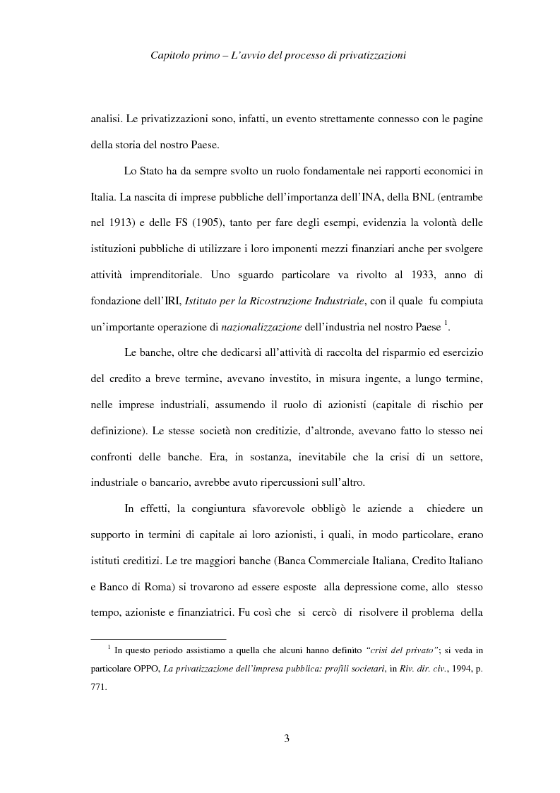 Anteprima della tesi: Le società privatizzate: legislazione speciale e diritto comune, Pagina 3