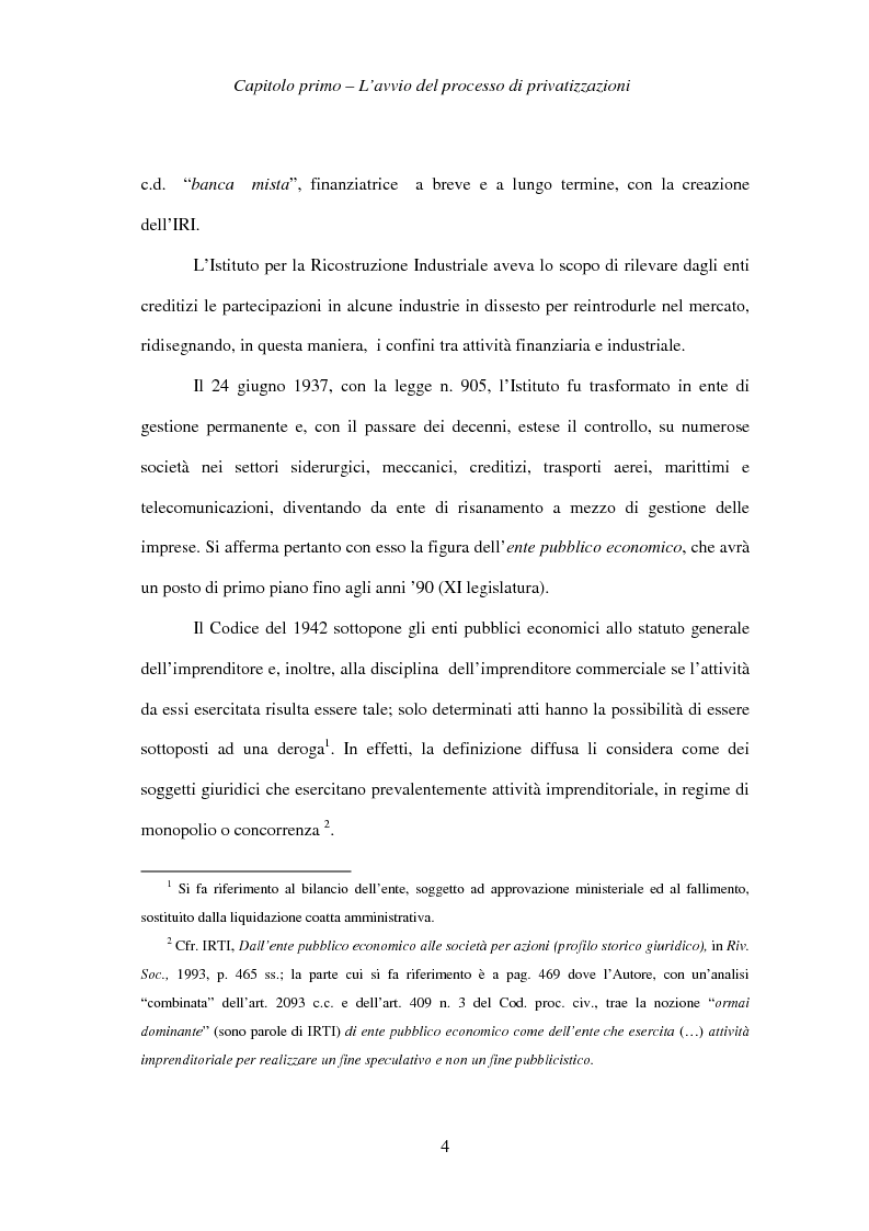 Anteprima della tesi: Le società privatizzate: legislazione speciale e diritto comune, Pagina 4