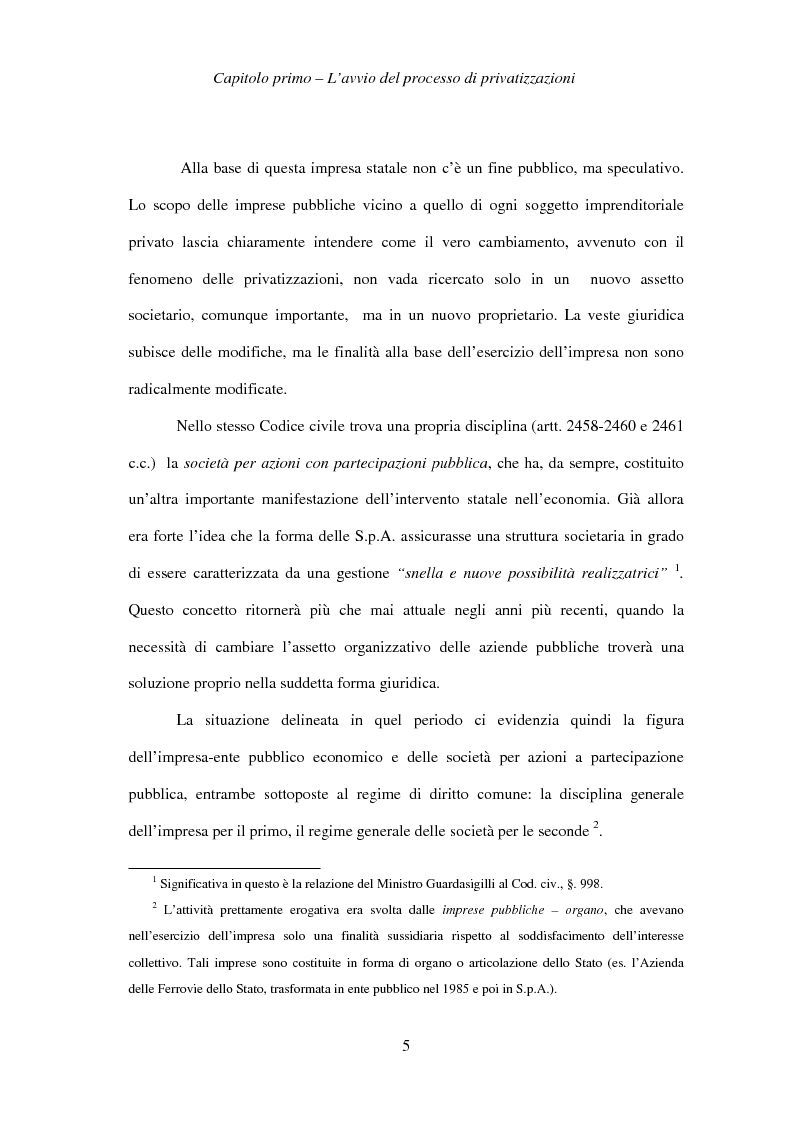 Anteprima della tesi: Le società privatizzate: legislazione speciale e diritto comune, Pagina 5
