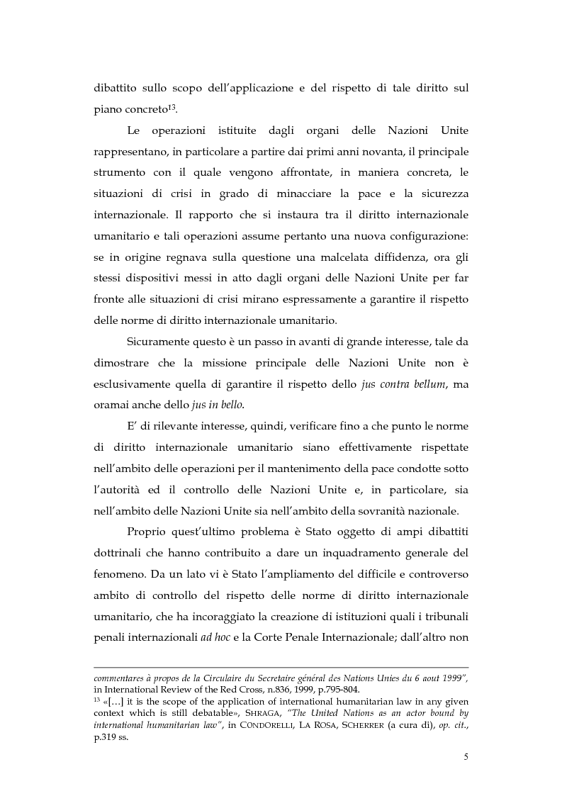 Anteprima della tesi: Operazioni delle Nazioni Unite per il mantenimento della pace e obblighi di diritto internazionale umanitario, Pagina 5