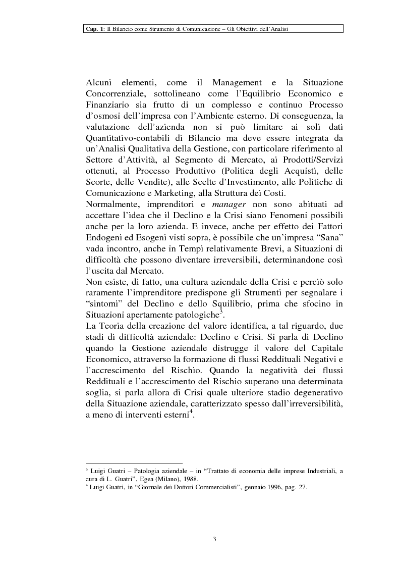 Anteprima della tesi: Il ruolo dei dati quantitativi di bilancio nell'analisi delle dinamiche d'impresa. Applicazioni nella Cassa di Risparmio di Pistoia e Pescia SpA, Pagina 3