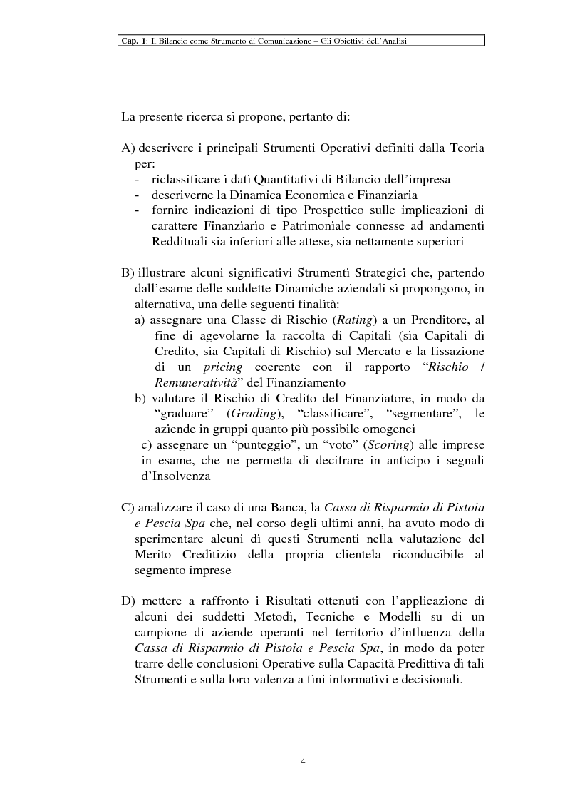 Anteprima della tesi: Il ruolo dei dati quantitativi di bilancio nell'analisi delle dinamiche d'impresa. Applicazioni nella Cassa di Risparmio di Pistoia e Pescia SpA, Pagina 4