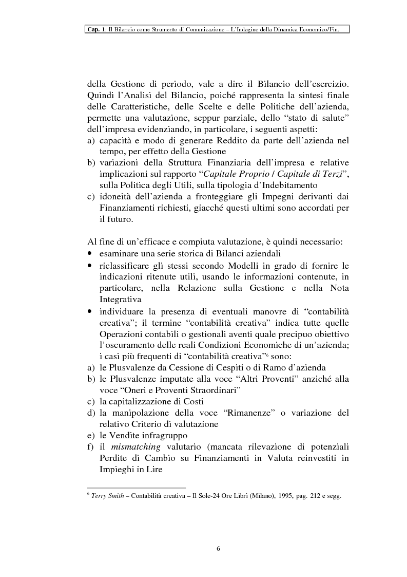 Anteprima della tesi: Il ruolo dei dati quantitativi di bilancio nell'analisi delle dinamiche d'impresa. Applicazioni nella Cassa di Risparmio di Pistoia e Pescia SpA, Pagina 6