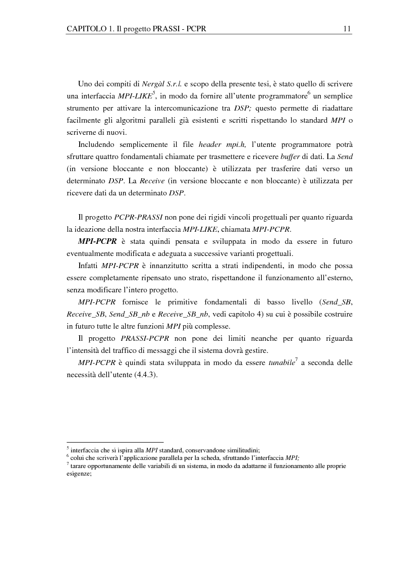Anteprima della tesi: Implementazione di una libreria Mpi-like per una scheda proprietaria multi-Dsp, Pagina 11
