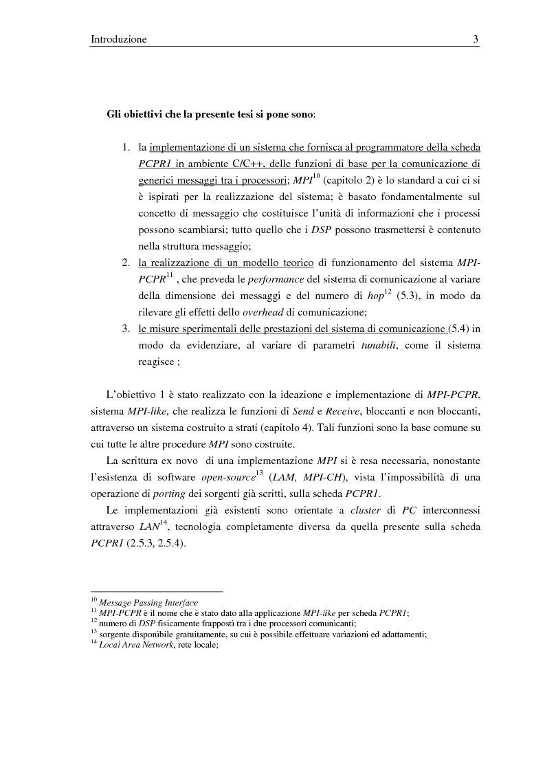 Anteprima della tesi: Implementazione di una libreria Mpi-like per una scheda proprietaria multi-Dsp, Pagina 3