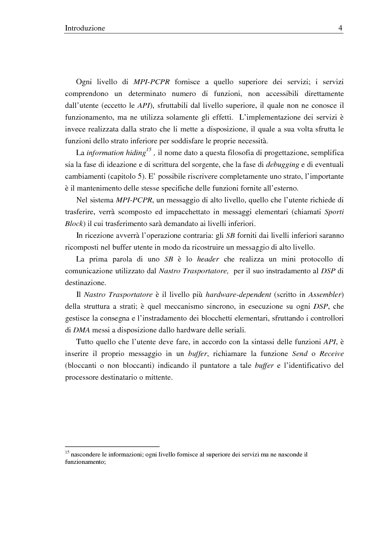 Anteprima della tesi: Implementazione di una libreria Mpi-like per una scheda proprietaria multi-Dsp, Pagina 4