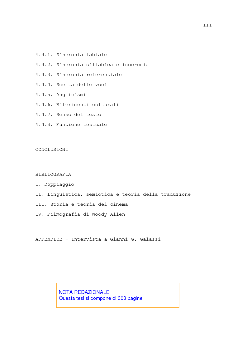 Indice della tesi: Il problema della traduzione nel doppiaggio cinematografico in Italia, Pagina 3