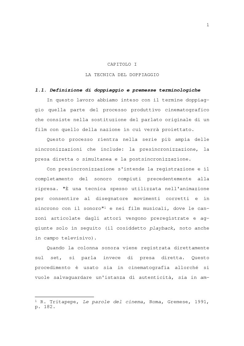 Anteprima della tesi: Il problema della traduzione nel doppiaggio cinematografico in Italia, Pagina 7