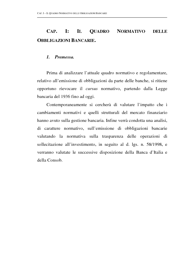 Anteprima della tesi: Le obbligazioni bancarie: profili normativi e implicazioni gestionali, Pagina 3