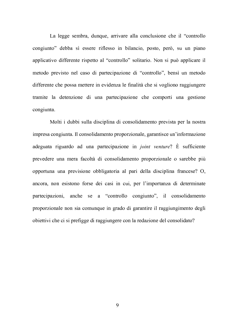 Anteprima della tesi: Le partecipazioni a ''controllo congiunto'': il caso delle joint ventures, Pagina 4