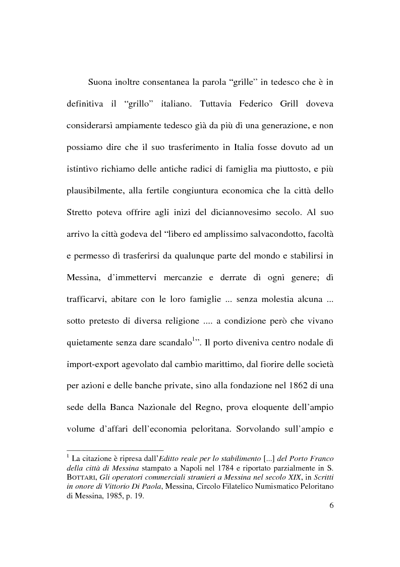 Anteprima della tesi: Patologie e rimedi dal diario inedito di Federico Grill, banchiere tedesco nella Messina dell'Ottocento, Pagina 4