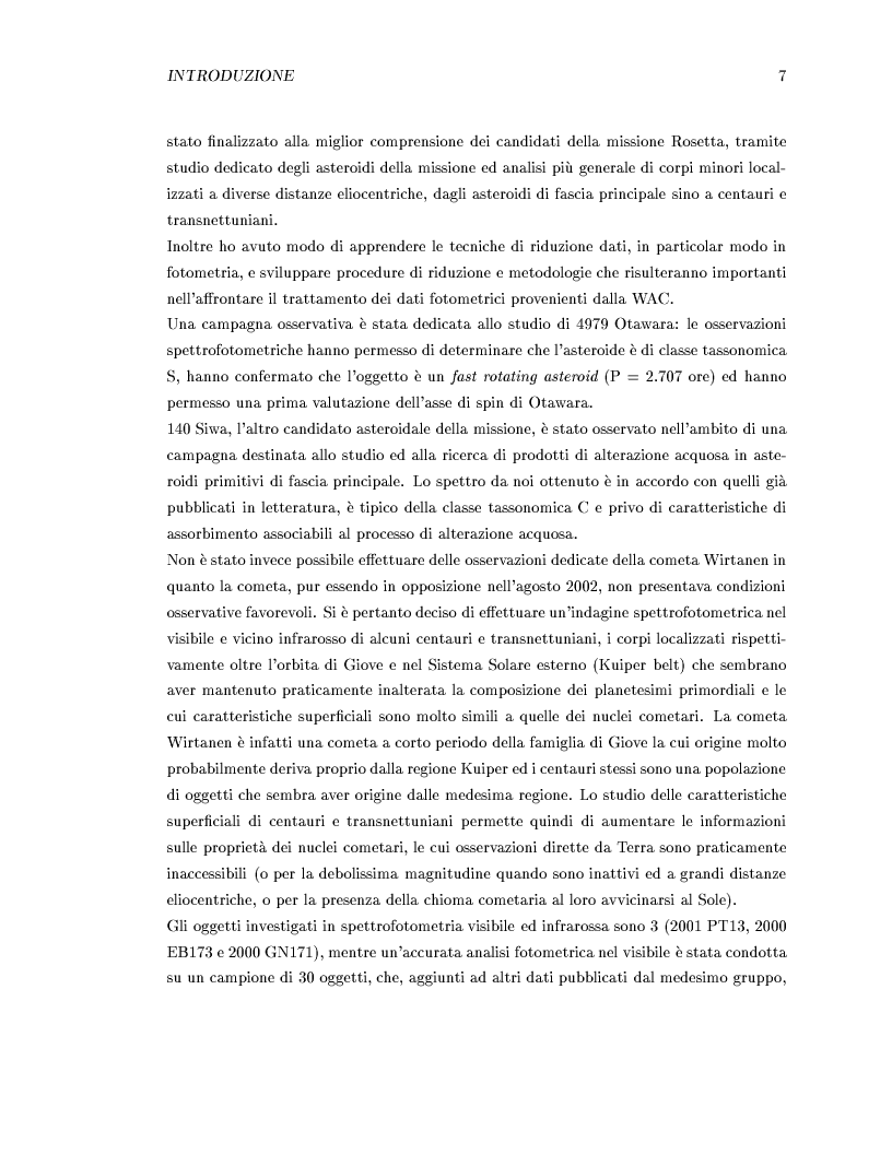 Anteprima della tesi: Missione Rosetta: caratterizzazione scientifica della Wide Angle Camera e studio fisico di corpi minori del Sistema Solare, Pagina 3