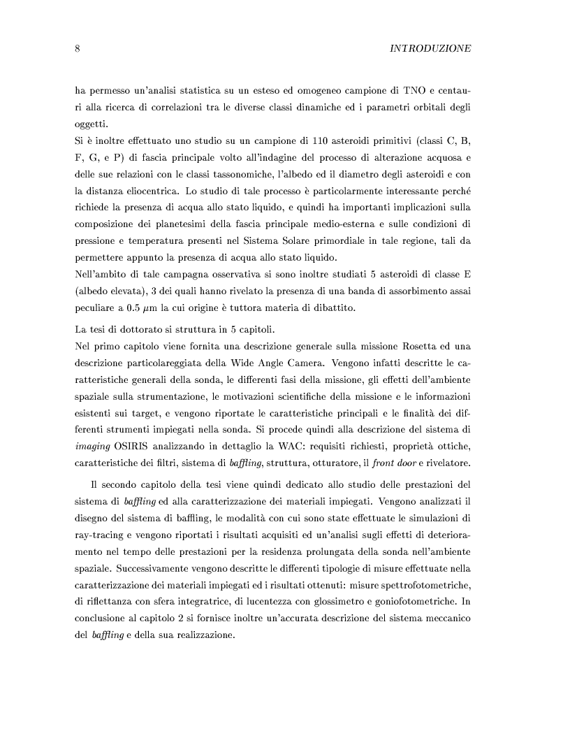 Anteprima della tesi: Missione Rosetta: caratterizzazione scientifica della Wide Angle Camera e studio fisico di corpi minori del Sistema Solare, Pagina 4