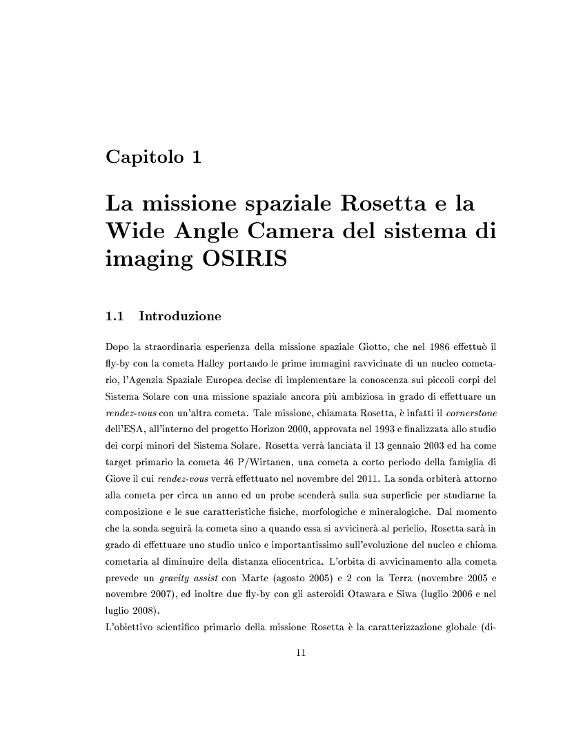 Anteprima della tesi: Missione Rosetta: caratterizzazione scientifica della Wide Angle Camera e studio fisico di corpi minori del Sistema Solare, Pagina 6