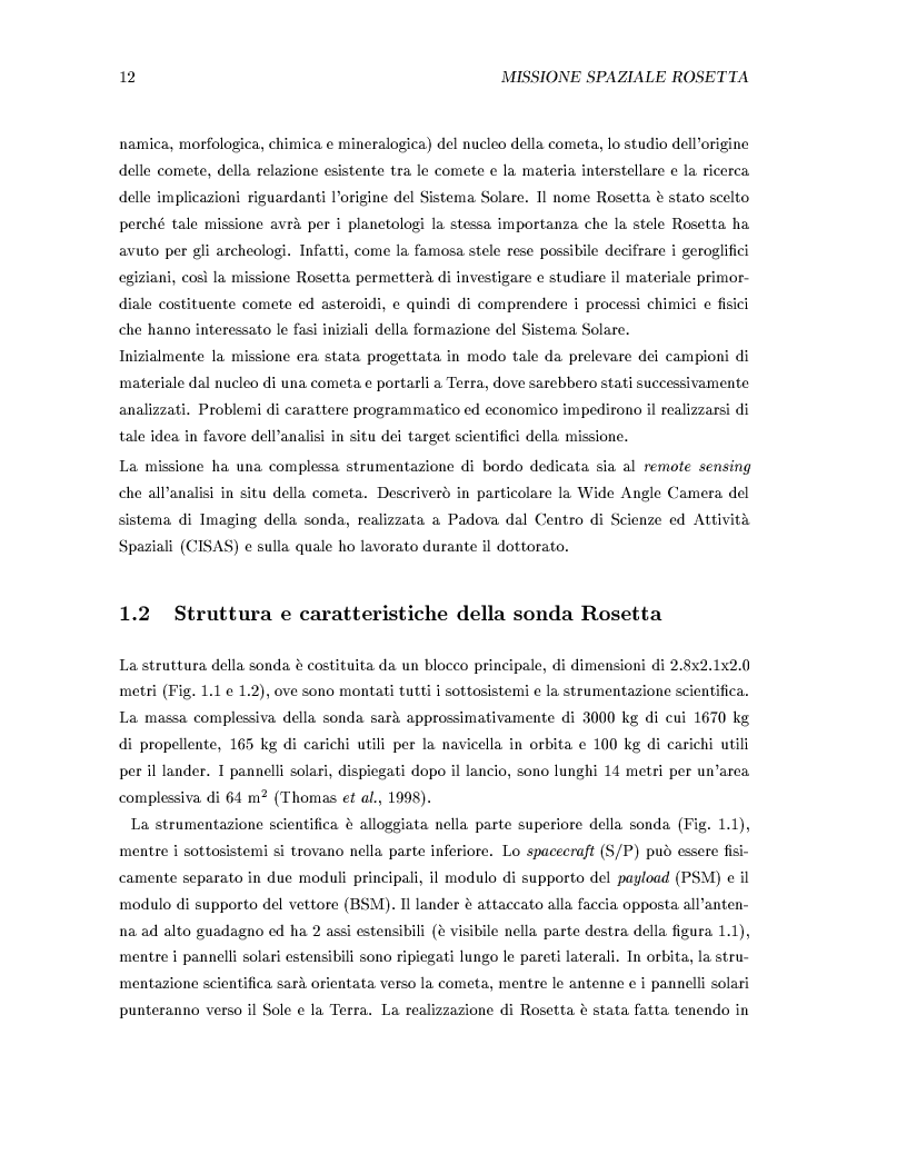 Anteprima della tesi: Missione Rosetta: caratterizzazione scientifica della Wide Angle Camera e studio fisico di corpi minori del Sistema Solare, Pagina 7