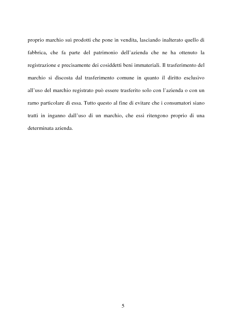 Anteprima della tesi: ''Il marchio'' e la certificazione di qualità dei prodotti di largo consumo, Pagina 4