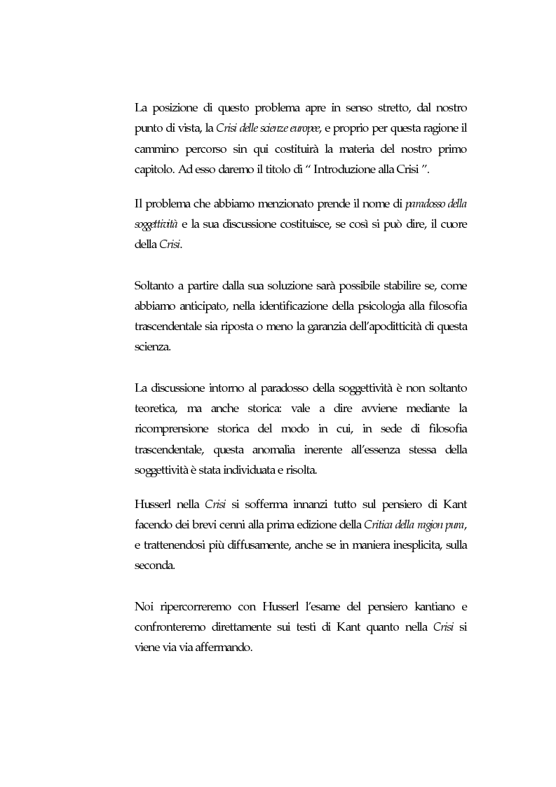 Anteprima della tesi: La psicologia nell'ultimo Husserl. La psicologia è il campo delle decisioni, Pagina 3