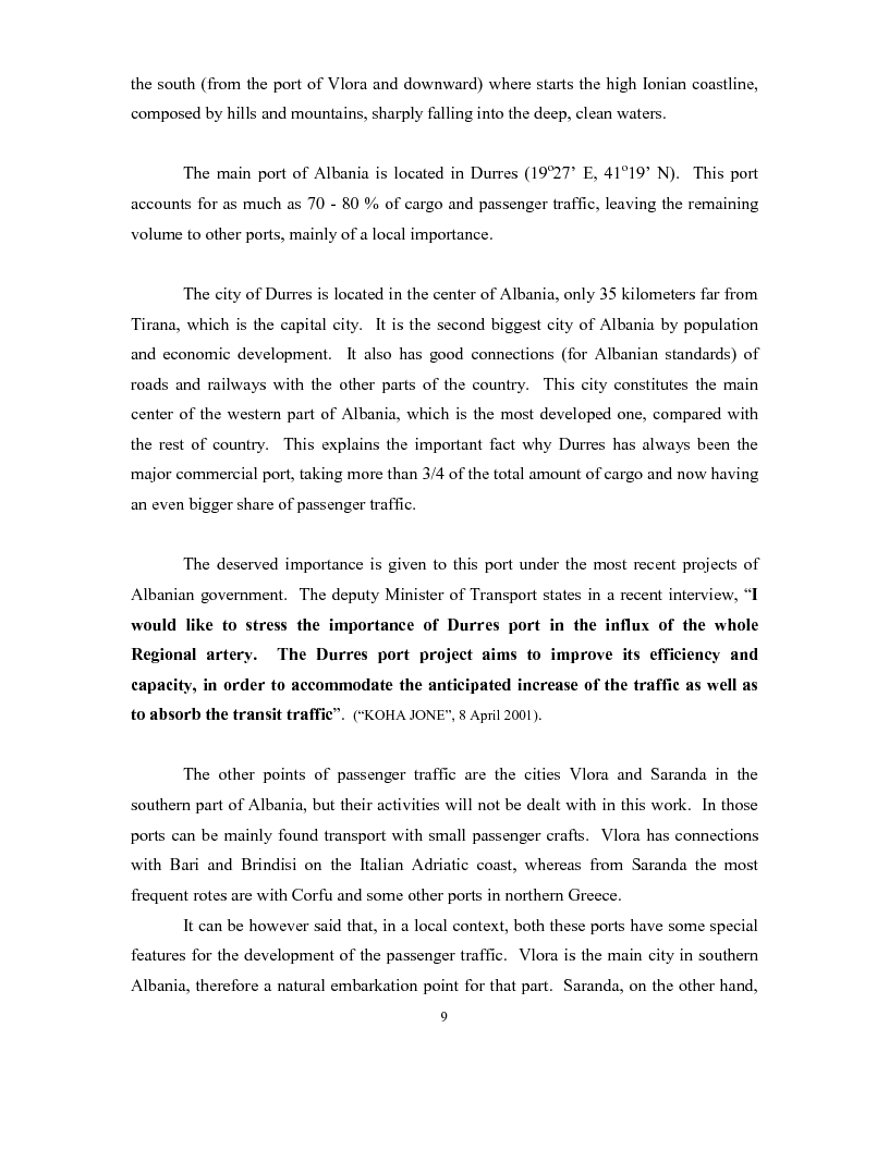 Anteprima della tesi: The development of a passenger shipping line in Albania: Economical and operational consideration., Pagina 5