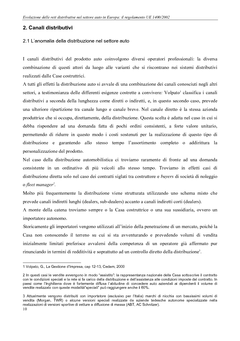 Anteprima della tesi: Evoluzione delle reti distributive nel settore auto in Europa: il reg. EU 1400/2002, Pagina 10