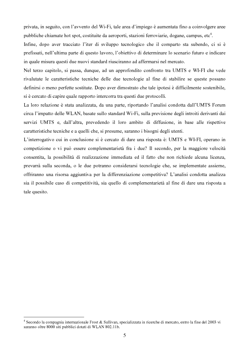 Anteprima della tesi: Evoluzione del settore mobile: Umts e Wi-Fi, tecnologie complementari o competitive?, Pagina 3