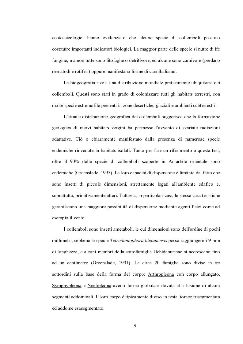 Anteprima della tesi: Variabilità e differenziazione genetica nella specie antartica Gomphiocephalus hodgsoni (Hexapoda, Collembola, Hypogastruridae), Pagina 6