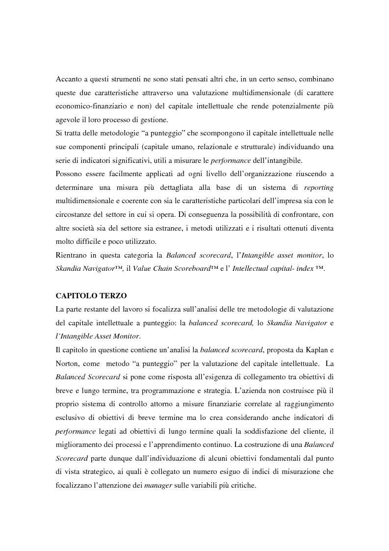 Anteprima della tesi: Metodologie di misurazione ''a punteggio'' per la valutazione del capitale intellettuale, Pagina 4