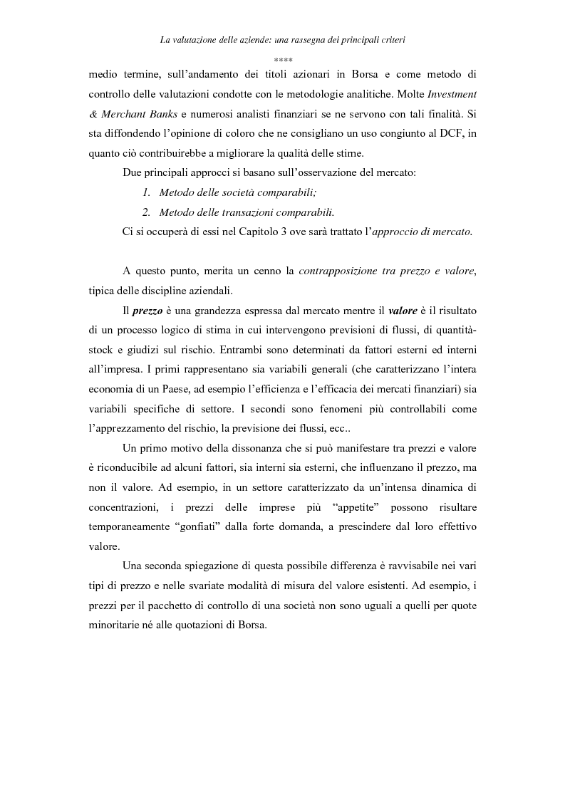 Anteprima della tesi: La valutazione delle aziende: una rassegna dei principali criteri, Pagina 7