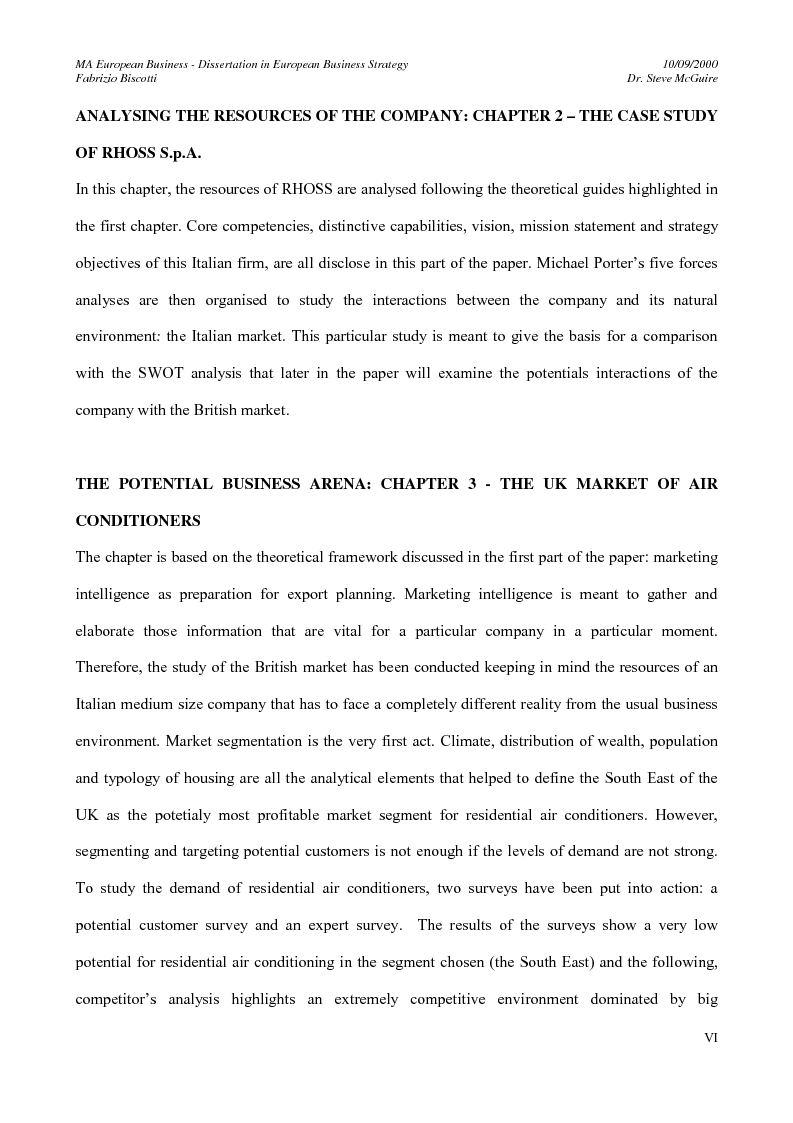 Anteprima della tesi: The market expansion opportunities for a European manufacturing company in a foreign European country: the case of an Italian air conditioning company, RHOSS S.p.A and the market opportunities in the UK, Pagina 2