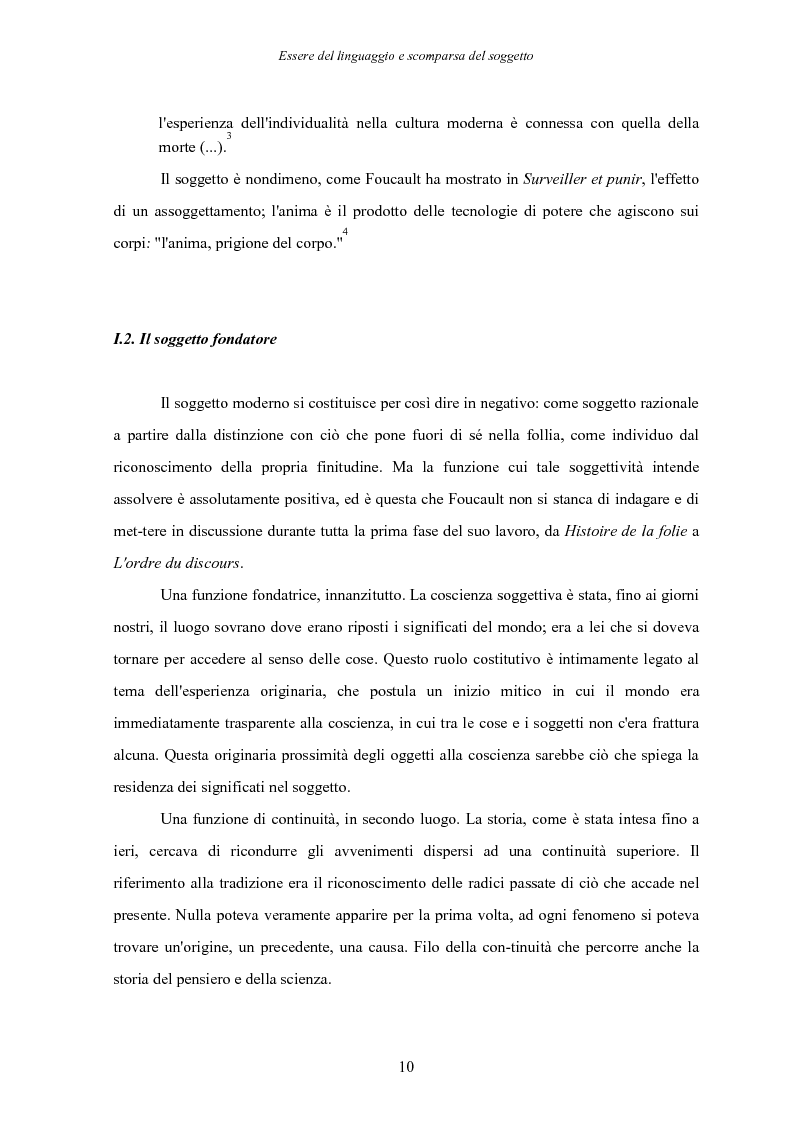 Anteprima della tesi: Essere del linguaggio e scomparsa del soggetto. Il linguaggio letterario in Michel Foucault, Pagina 9