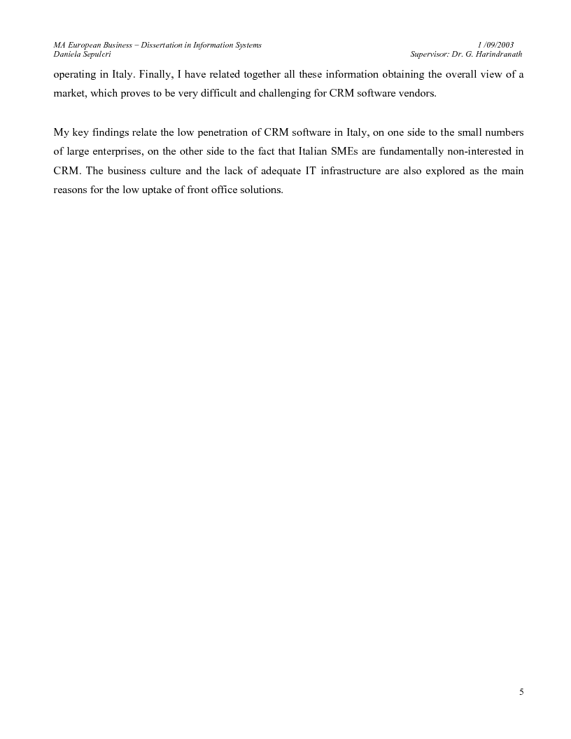 Anteprima della tesi: The Customer Relationship Management (CRM) Software Market in Italy. Key Trends and Dynamics., Pagina 2