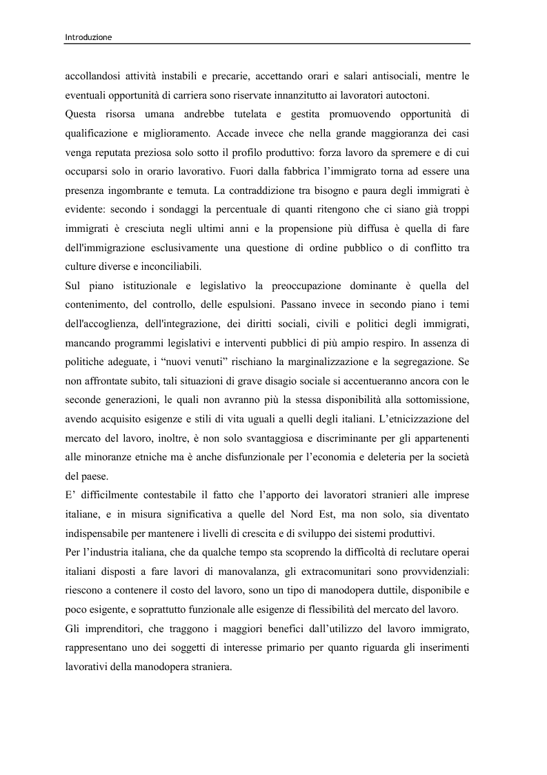 Anteprima della tesi: Immigrazione e lavoro. Il ruolo degli imprenditori nei processi di inserimento lavorativo e integrazione sociale degli immigrati, Pagina 2
