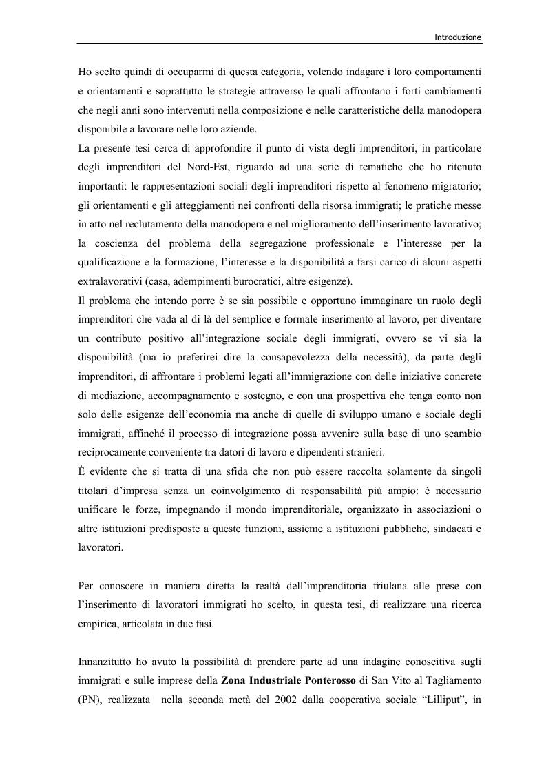 Anteprima della tesi: Immigrazione e lavoro. Il ruolo degli imprenditori nei processi di inserimento lavorativo e integrazione sociale degli immigrati, Pagina 3