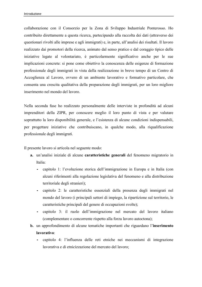 Anteprima della tesi: Immigrazione e lavoro. Il ruolo degli imprenditori nei processi di inserimento lavorativo e integrazione sociale degli immigrati, Pagina 4