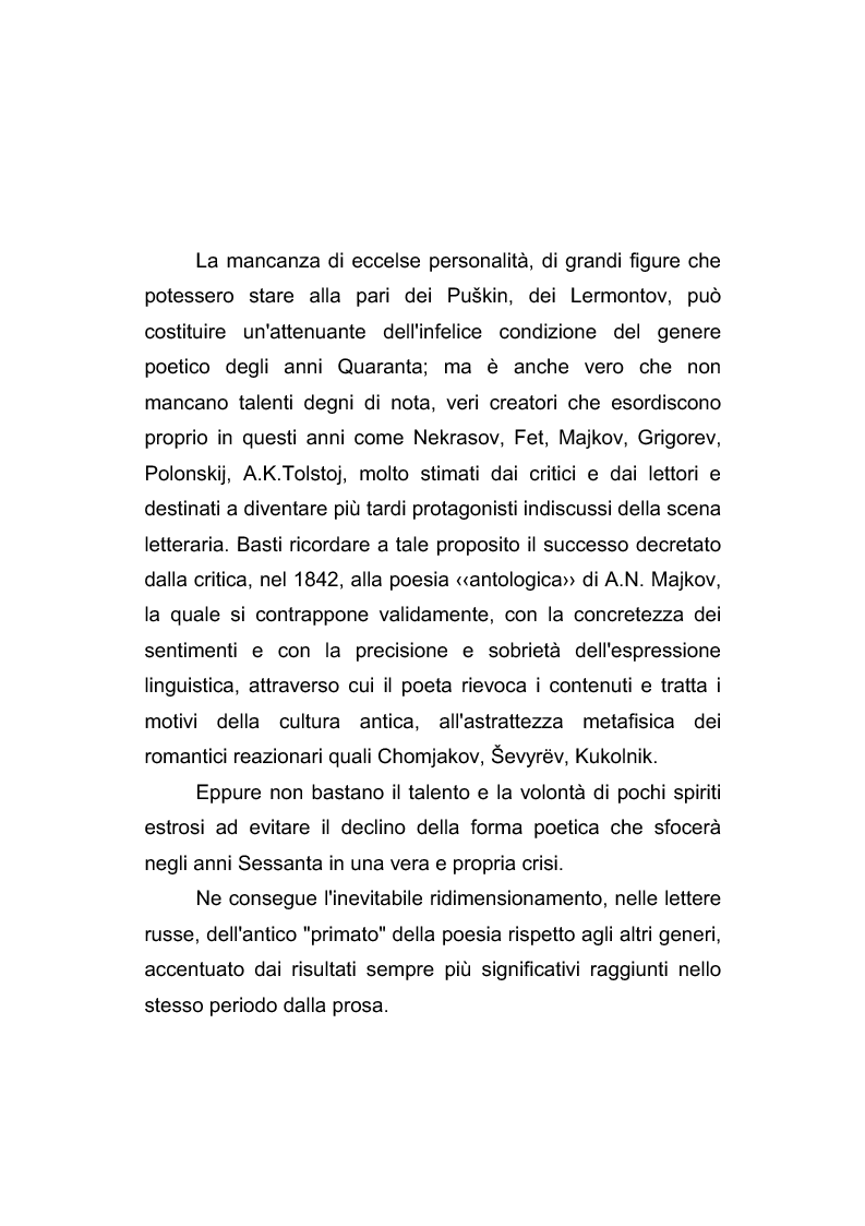 Anteprima della tesi: Riflessi italiani, antichi e moderni, nella poesia di Apollon Nikolaevič Majkov, Pagina 11