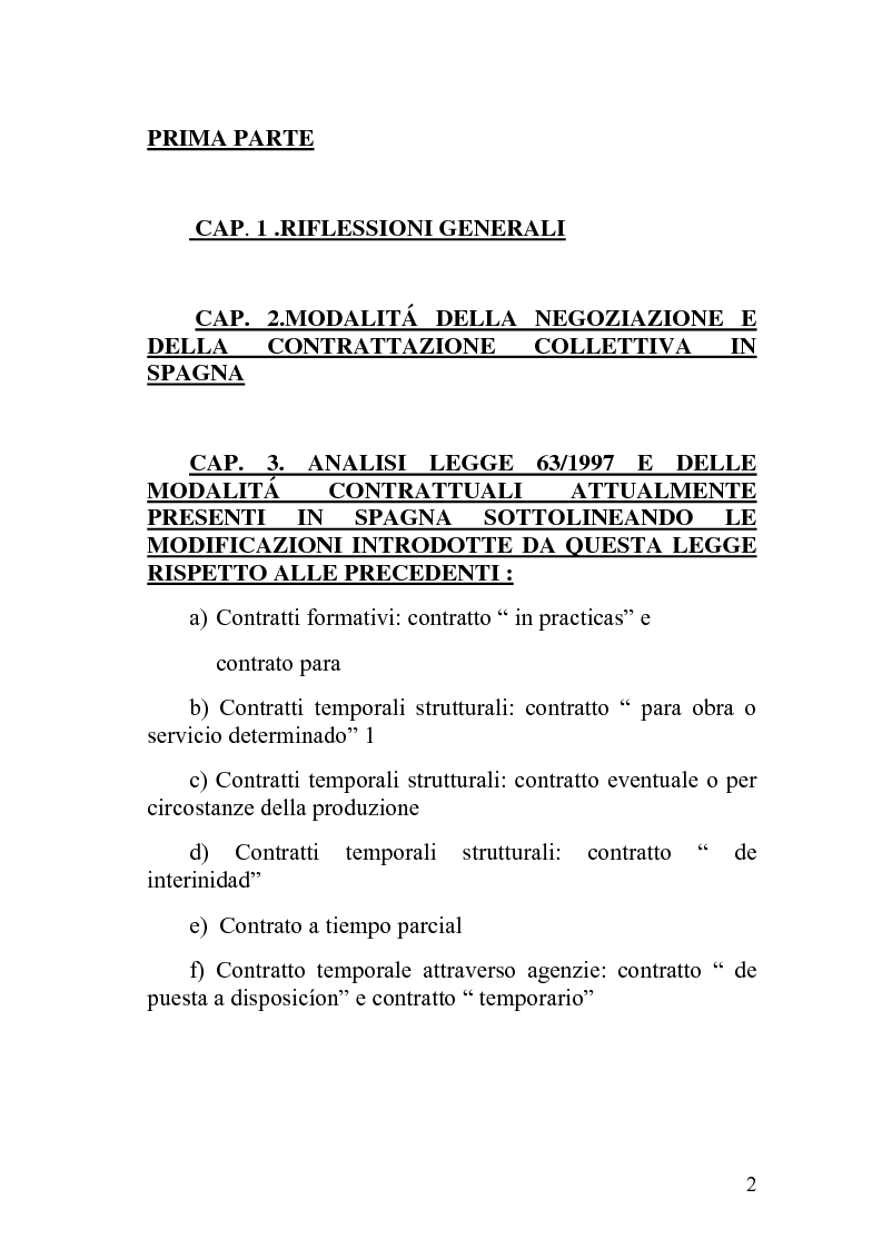 Indice della tesi: Ruolo della contrattazione collettiva nella regolazione dei contratti atipici. Una comparazione Spagna-Italia., Pagina 1
