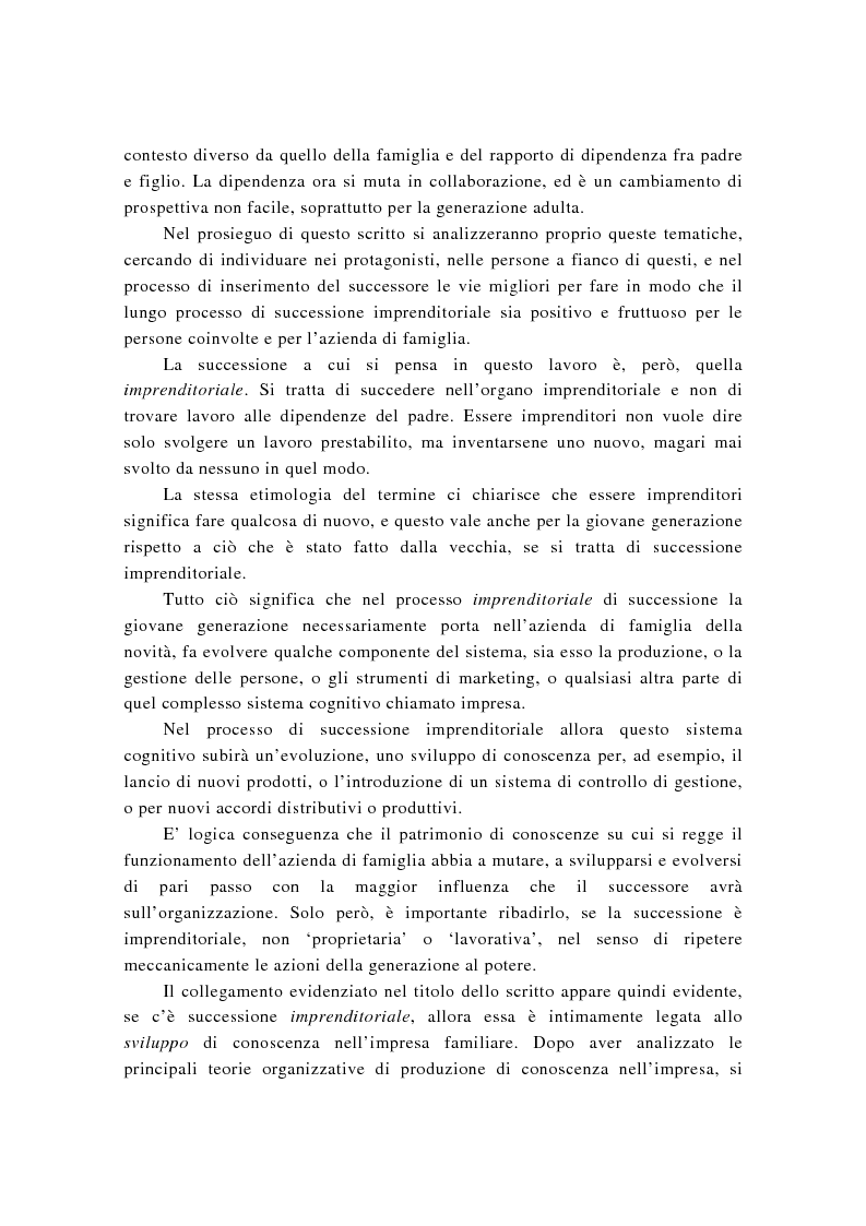 Anteprima della tesi: La successione imprenditoriale e lo sviluppo di conoscenza nell'impresa familiare, Pagina 2
