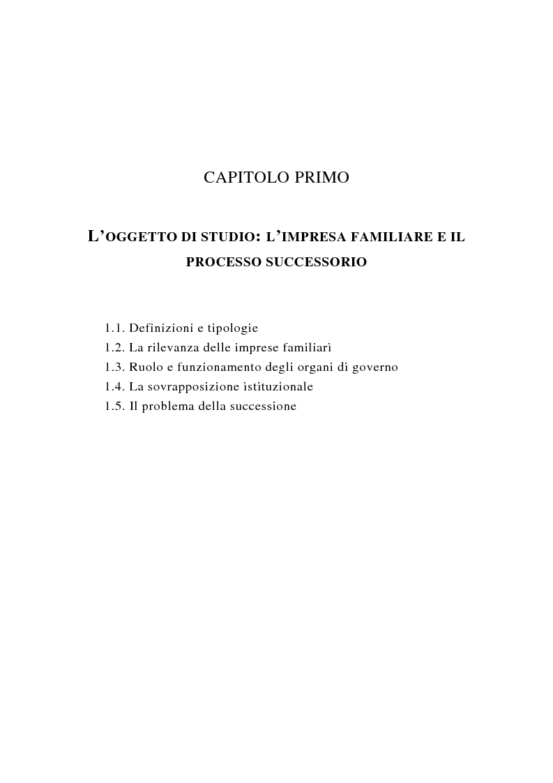 Anteprima della tesi: La successione imprenditoriale e lo sviluppo di conoscenza nell'impresa familiare, Pagina 5