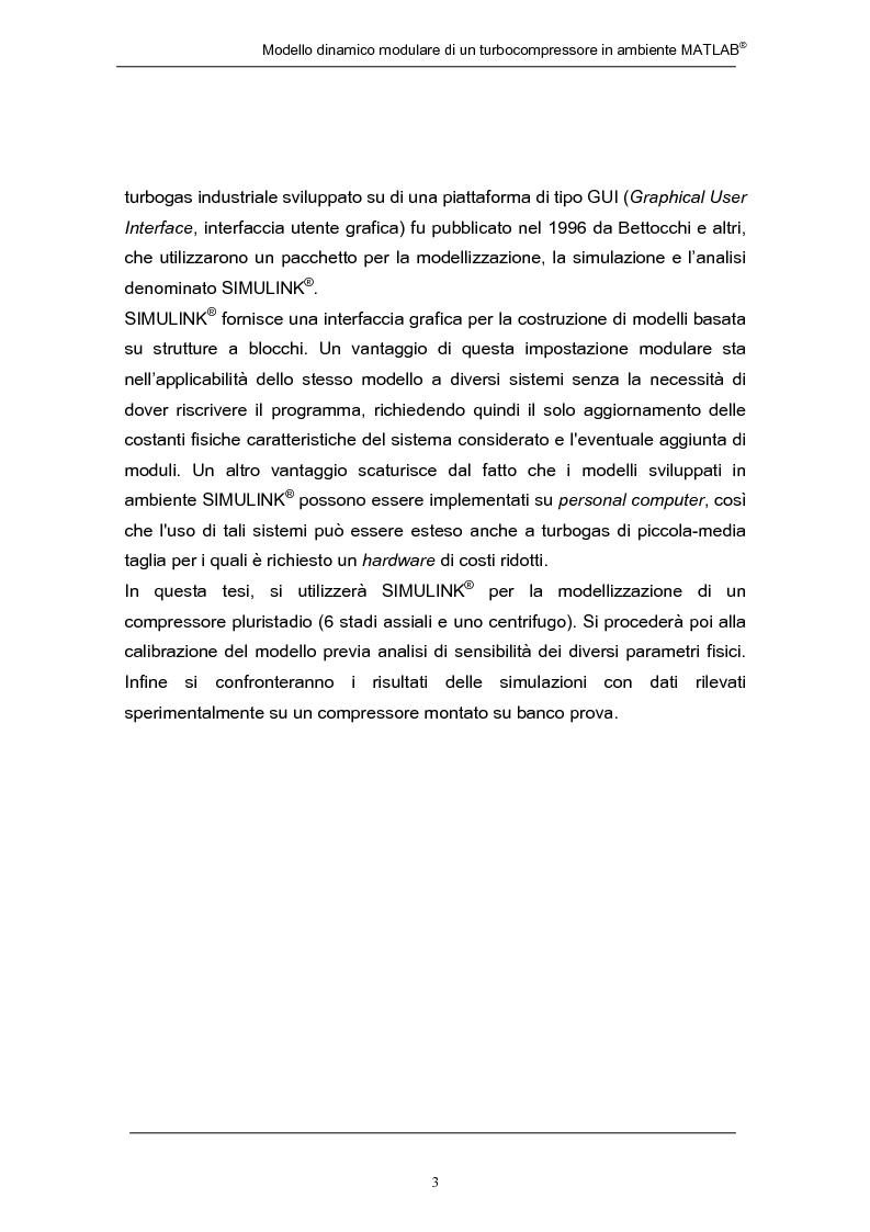 Anteprima della tesi: Modello dinamico modulare di un turbocompressore in ambiente Matlab, Pagina 3
