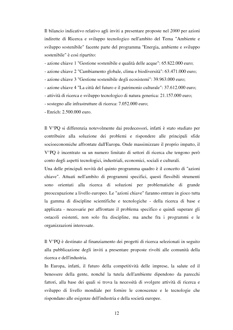 Anteprima della tesi: Le politiche di ricerca in campo ambientale nell'ambito del V programma quadro dell'Unione europea, Pagina 10