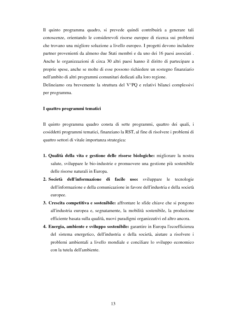 Anteprima della tesi: Le politiche di ricerca in campo ambientale nell'ambito del V programma quadro dell'Unione europea, Pagina 11