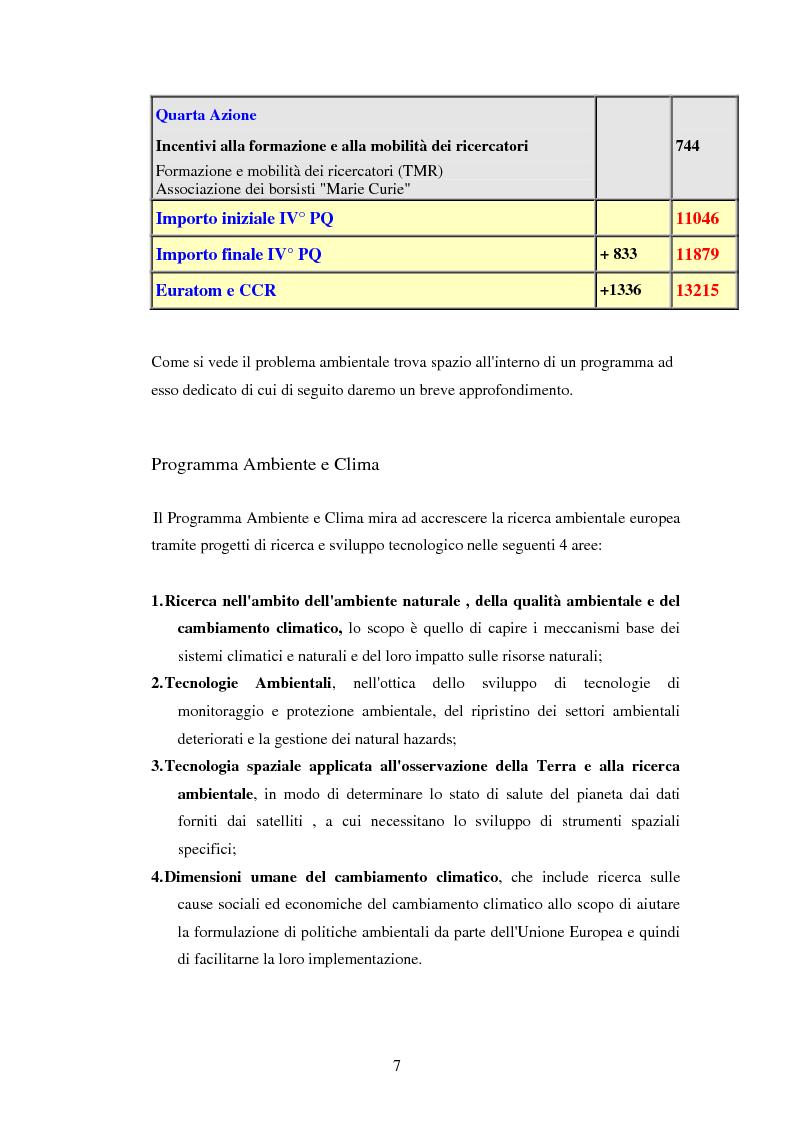 Anteprima della tesi: Le politiche di ricerca in campo ambientale nell'ambito del V programma quadro dell'Unione europea, Pagina 5