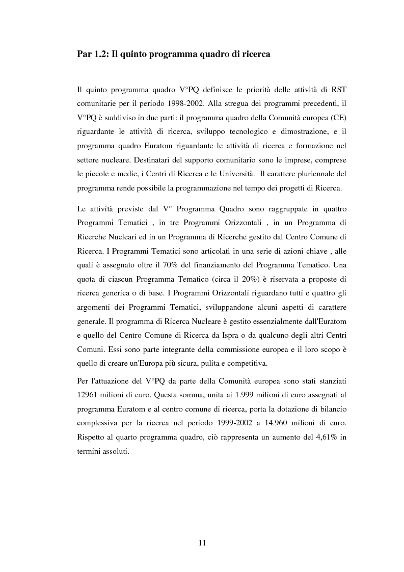 Anteprima della tesi: Le politiche di ricerca in campo ambientale nell'ambito del V programma quadro dell'Unione europea, Pagina 9