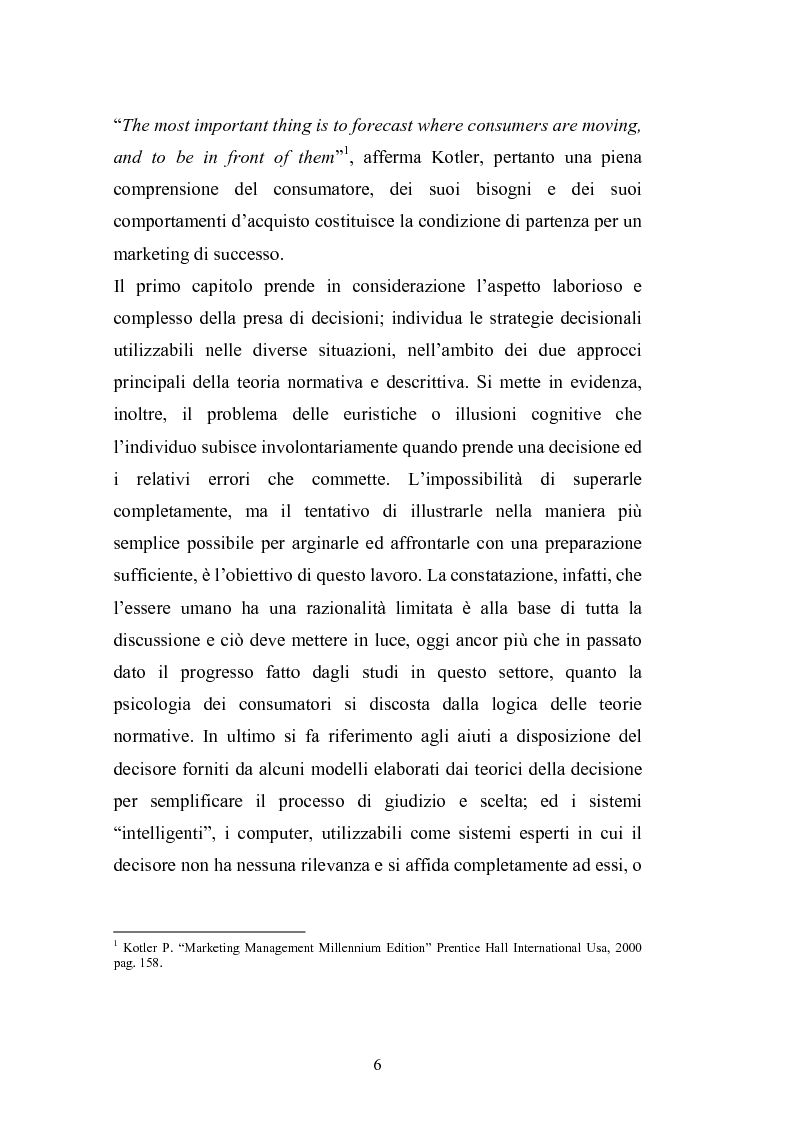 Anteprima della tesi: I complessi processi decisionali e i riflessi sul comportamento del consumatore nel contesto di marketing, Pagina 2