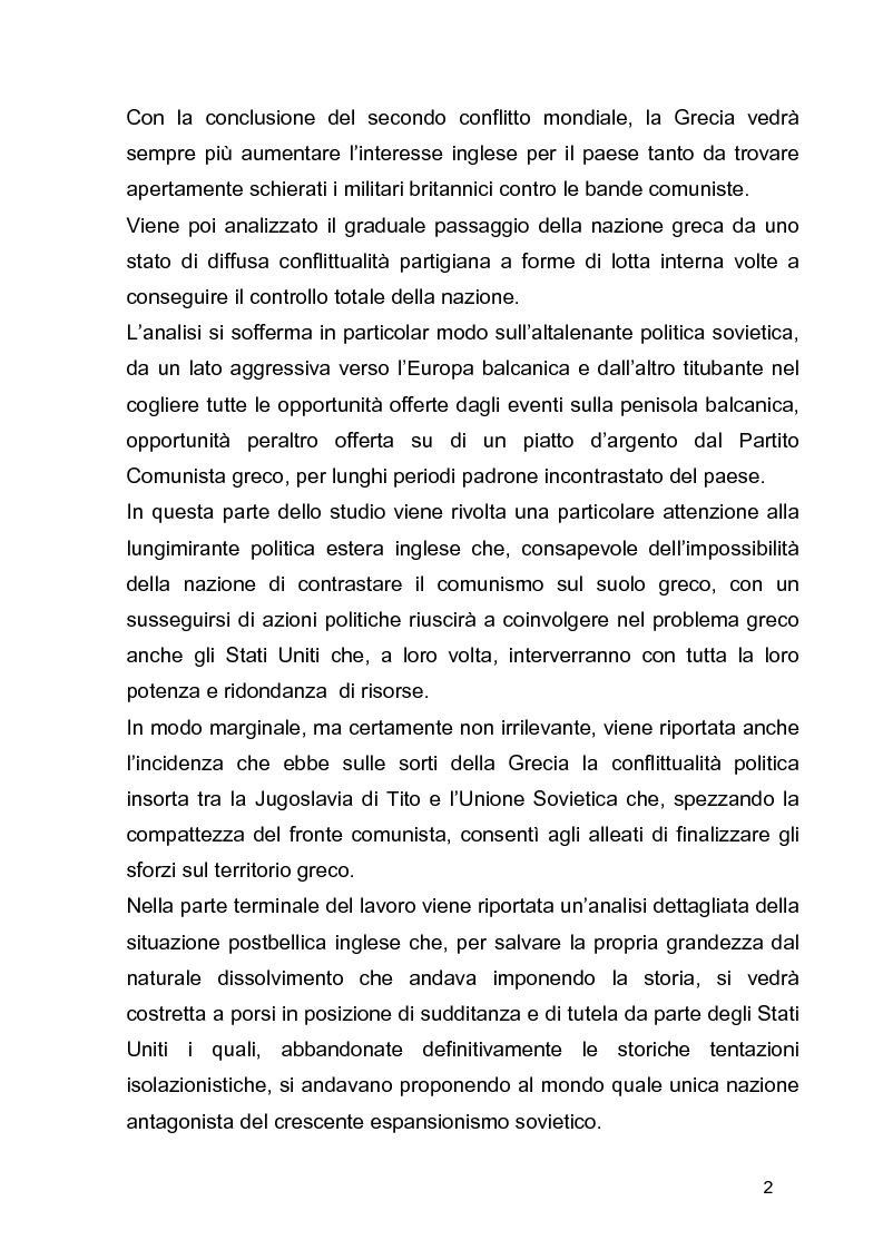 Anteprima della tesi: La guerra civile in Grecia, il declino della potenza britannica e l'affermarsi dell'egemonia americana sull'Europa Occidentale, Pagina 2